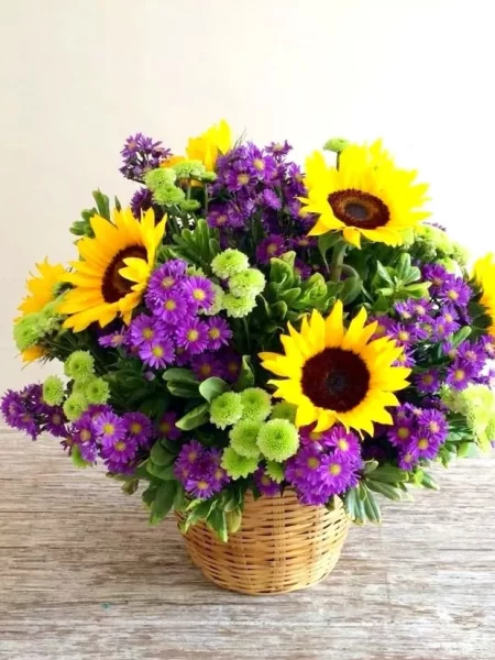 Canastita Primaveral de Girasoles